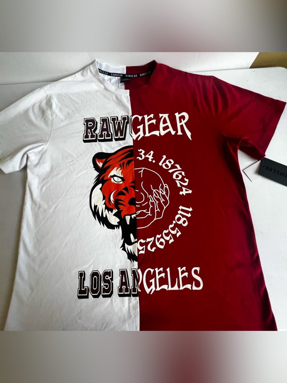 RAWGEAR LOS ANGELES SHIRT TIGER SPLIT DEFY MEDIUM OVERSIZED.  GYM PUMP COVER